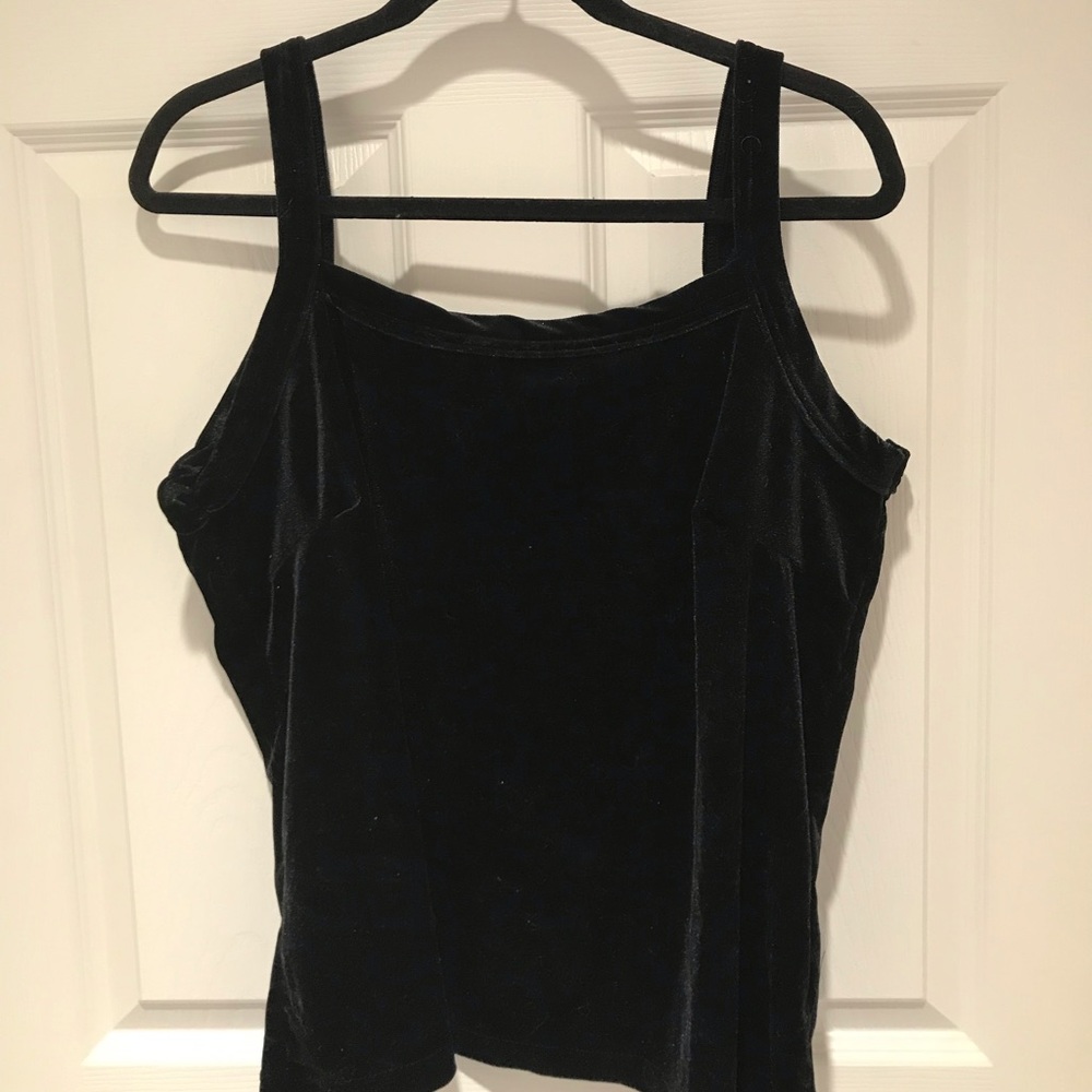 Vintage black velvet Ashley Stewart tank top size 18/20